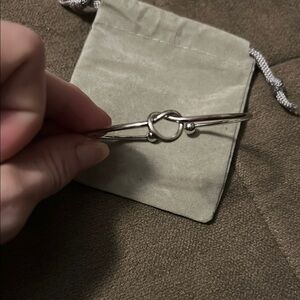 Silver Heart knot Bangle Bracelet New in dust bag NWOT